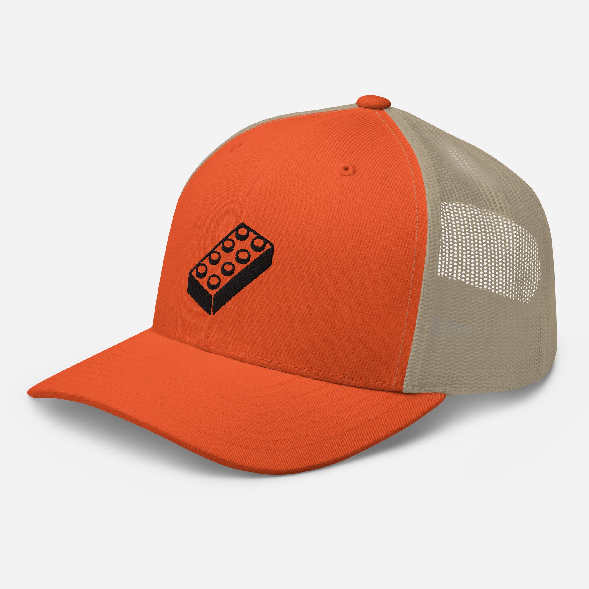 Brick Trucker Hat - Lego Brick Embroidered Design - Snapback - StudBee